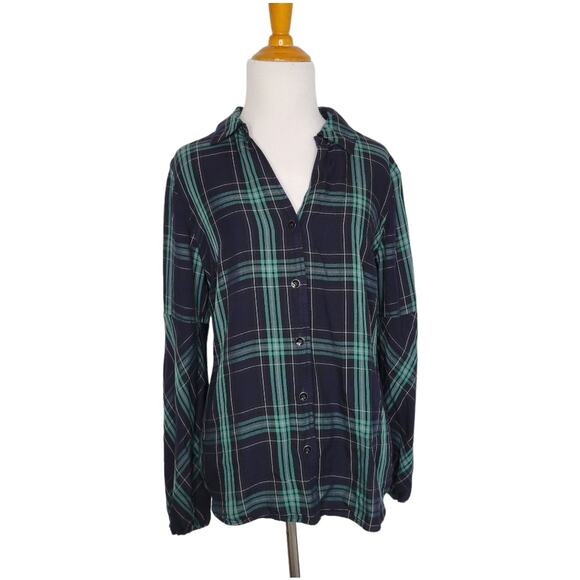 CAbi Big Sur Plaid Button Front Shirt Green Casual Viscose Fall Women Small - Picture 2 of 13